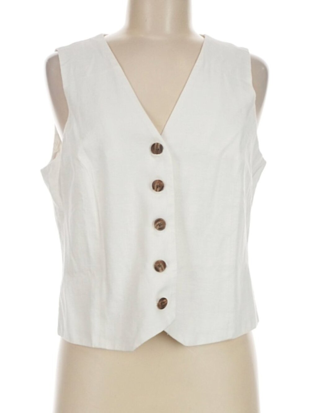J. Crew Factory Button-front linen-blend vest White Size 8